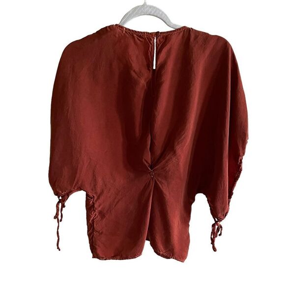 STATESIDE Cupro Peasant Blouse Burnt Orange Size Small - Picture 4 of 6